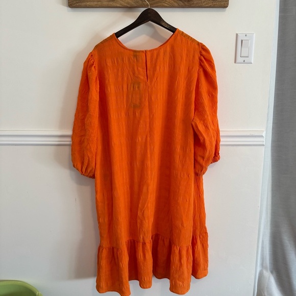 Vero Moda Curve NWT Orange Ruffled Hem 3/4 Bishop Sleeves women’s 20 Dress - Picture 3 of 10